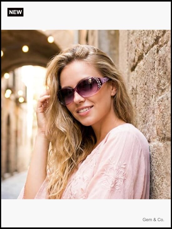 Polarized Wrap Sunglasses Rhinestone Floral Oval UV400 main image 6